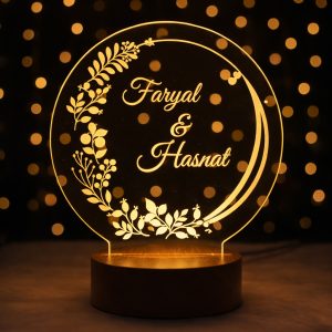 Personalized Floral Circle LED Acrylic Lamp