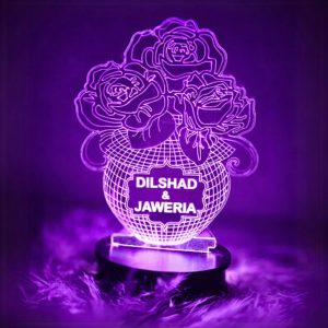 Custom 3D Rose Bouquet LED Name Lamp