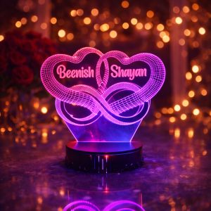 Custom Double Heart Infinity 3D LED Name Lamp