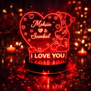 Custom Teddy Heart 3D LED Name Lamp