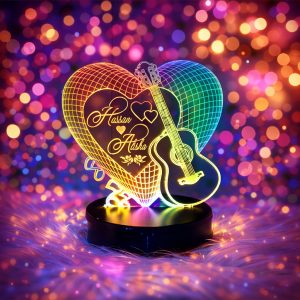 Custom Heart Guitar 3D LED Name Lamp