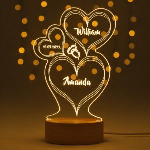 Custom Couple Heart LED Acrylic Night Lamp