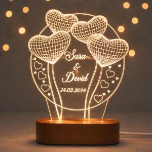 Personalized Heart Balloon LED Acrylic Lamp