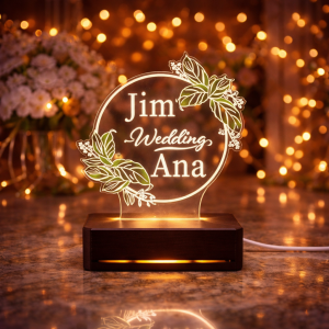Custom Floral Wedding 3D LED Name Lamp