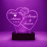 2 Hearts Customized 3D illusion Lamp