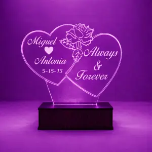 2 Hearts Customized 3D illusion Lamp