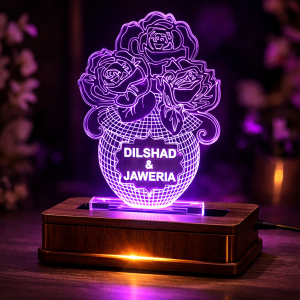 028-Rose in Vase Customized 3D illusion Lamp