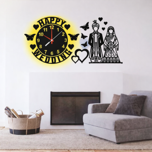 Wedding Couple Wall Clock with light