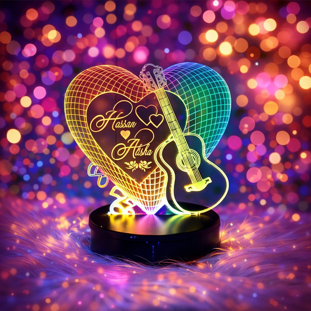 Guitar Shaped Customized 3D illusion Lamp