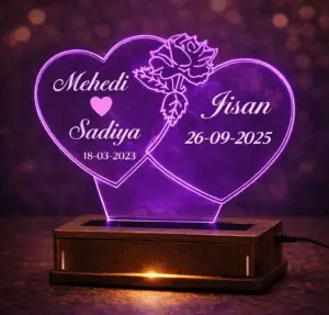 2 Hearts Customized 3D illusion Lamp