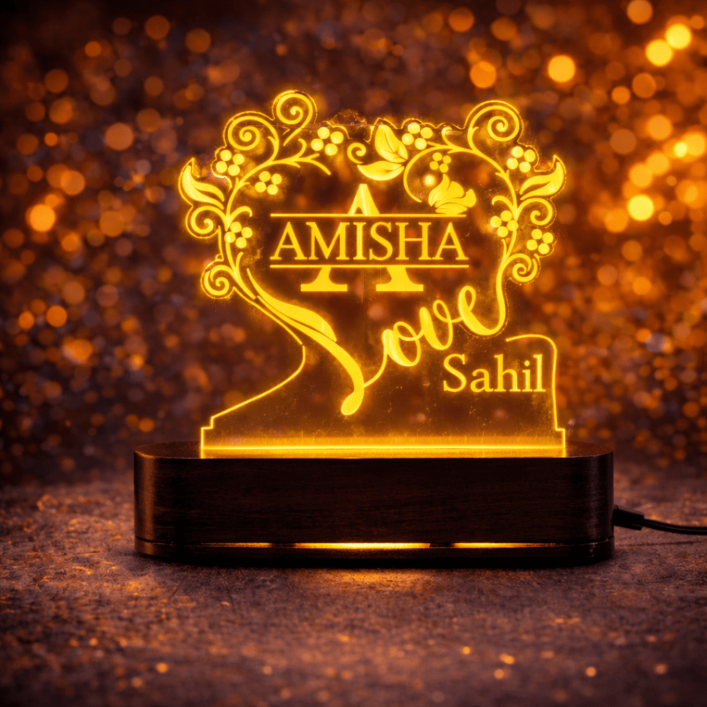 Flowers Love Customised 3D illusion Lamp