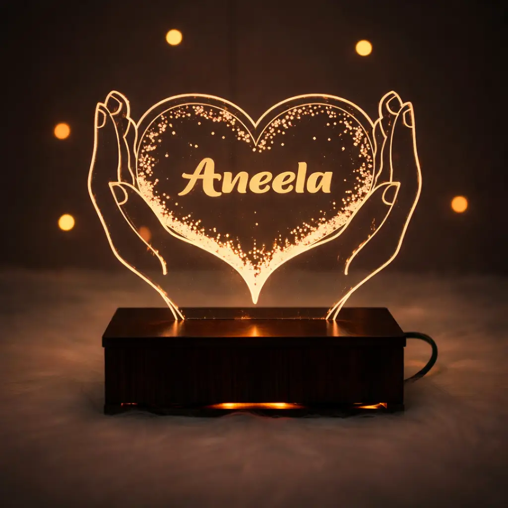 Heart In Hand Customized 3D illusion Lamp