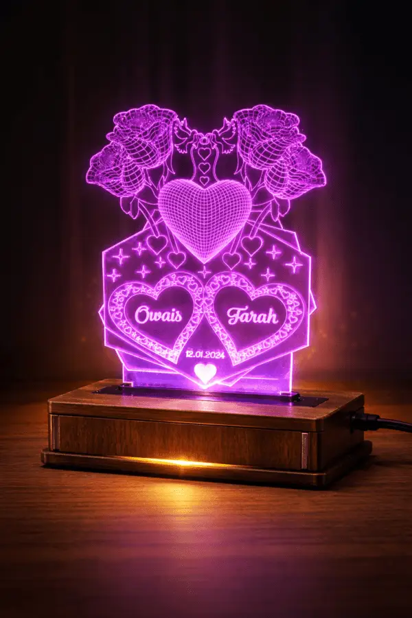 4 Rose Customized 3D illusion Lamp