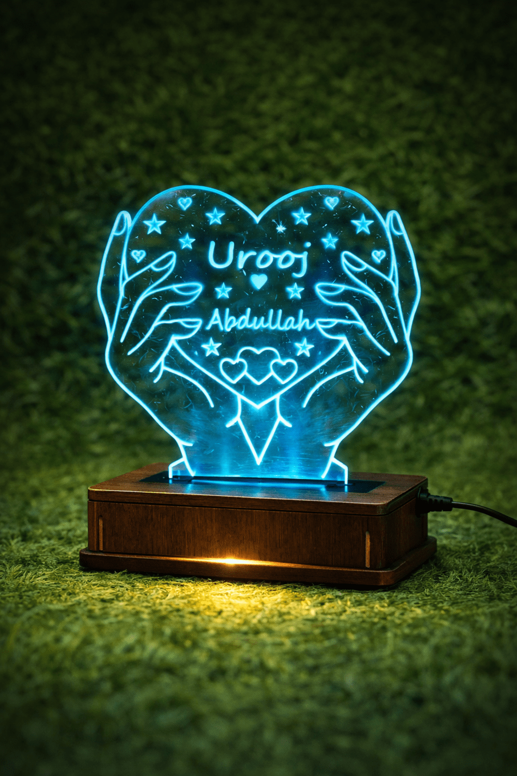 Heart in Hand Customized 3D illusion Lamp