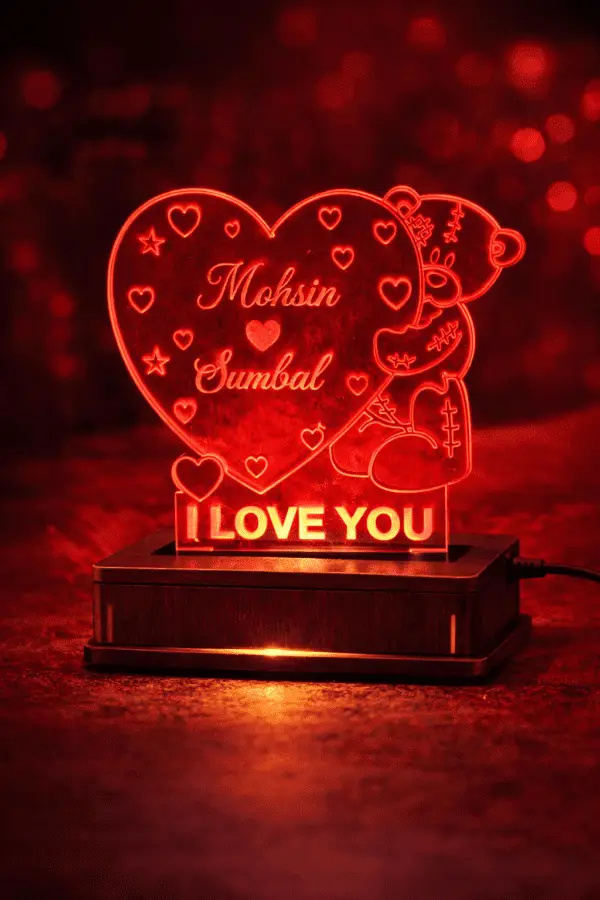 031-Teddy Bear Heart Customized 3D illusion Lamp