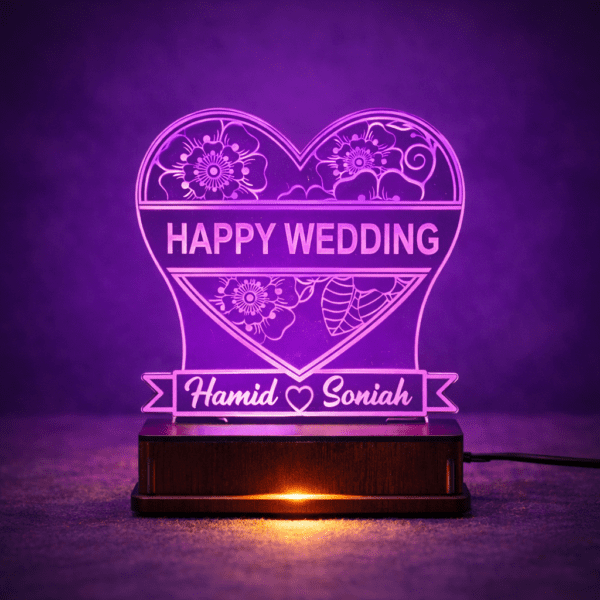 Happy Wedding Customized 3D illusion Lamp