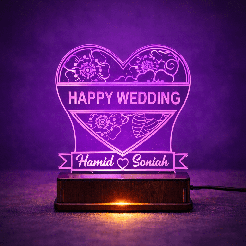 Happy Wedding Customized 3D illusion Lamp