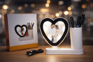 Magic Mirror Photo Frame with Pen Holder