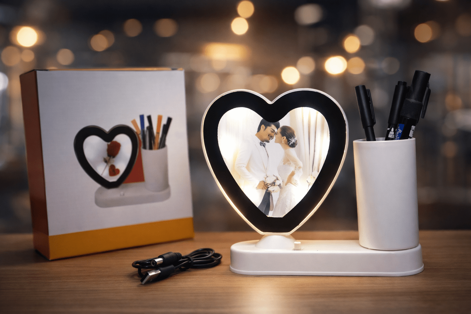 Magic Mirror Photo Frame with Pen Holder