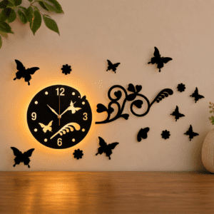 Butterfly Wall Clock With Light
