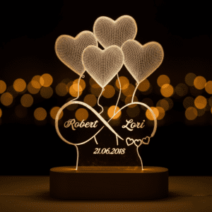 4 Hearts Customized 3D illusion Lamp