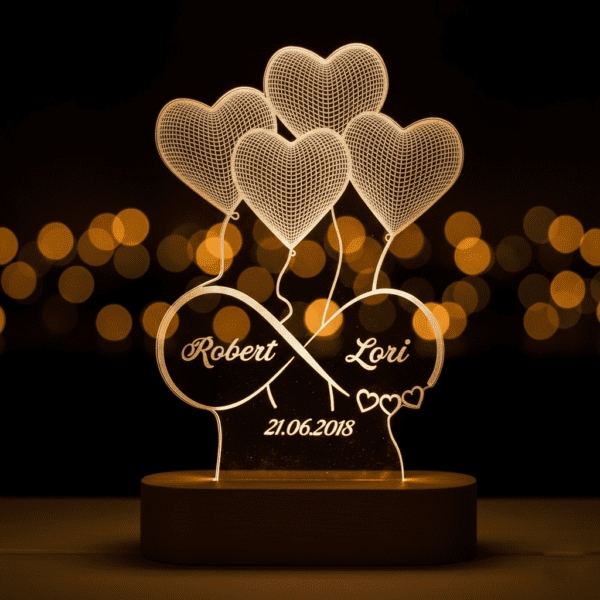 4 Hearts Customized 3D illusion Lamp