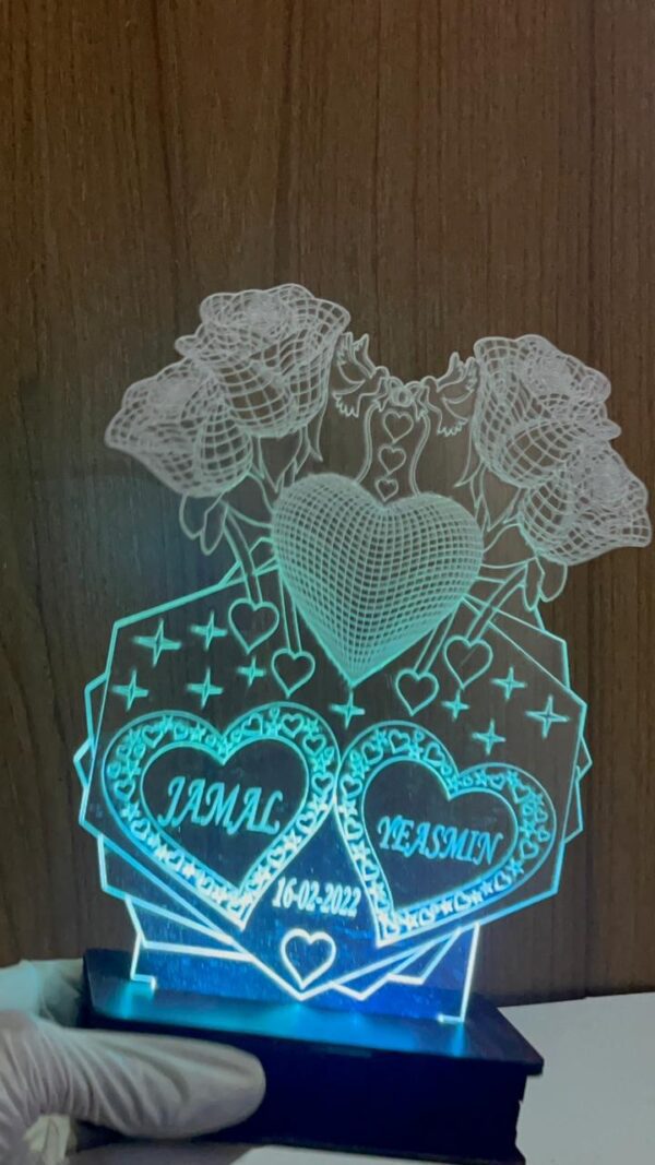 4 Rose Customized 3D illusion Lamp