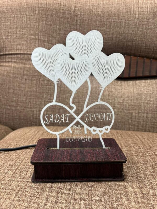4 Hearts Customized 3D illusion Lamp