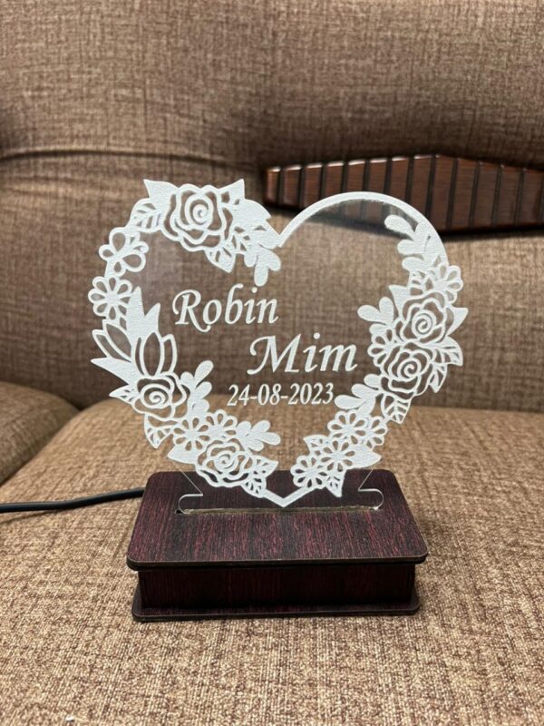Flower Heart Customized 3D illusion Lamp